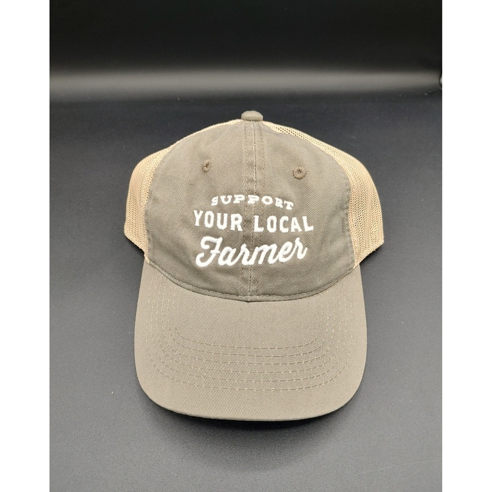 Outdoor Cap Support Your Local Farmer Trucker Hat Olive‎ Green Tan Adjustable
